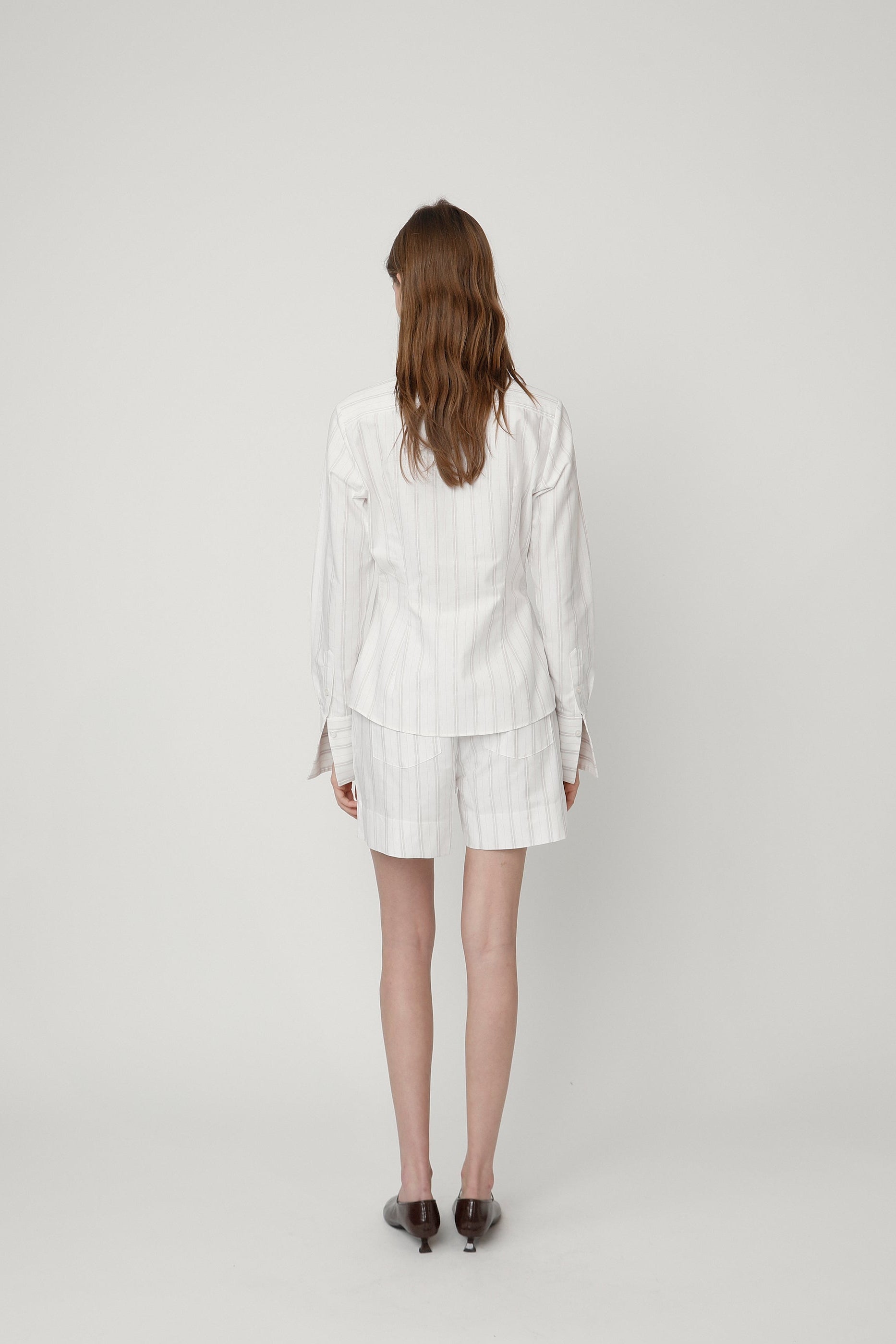 Norma Shorts White and Pink Striped