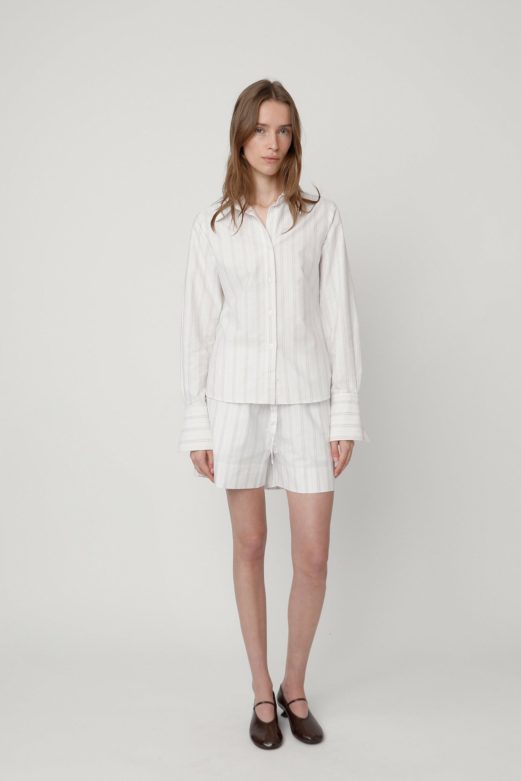 Norma Shorts White and Pink Striped