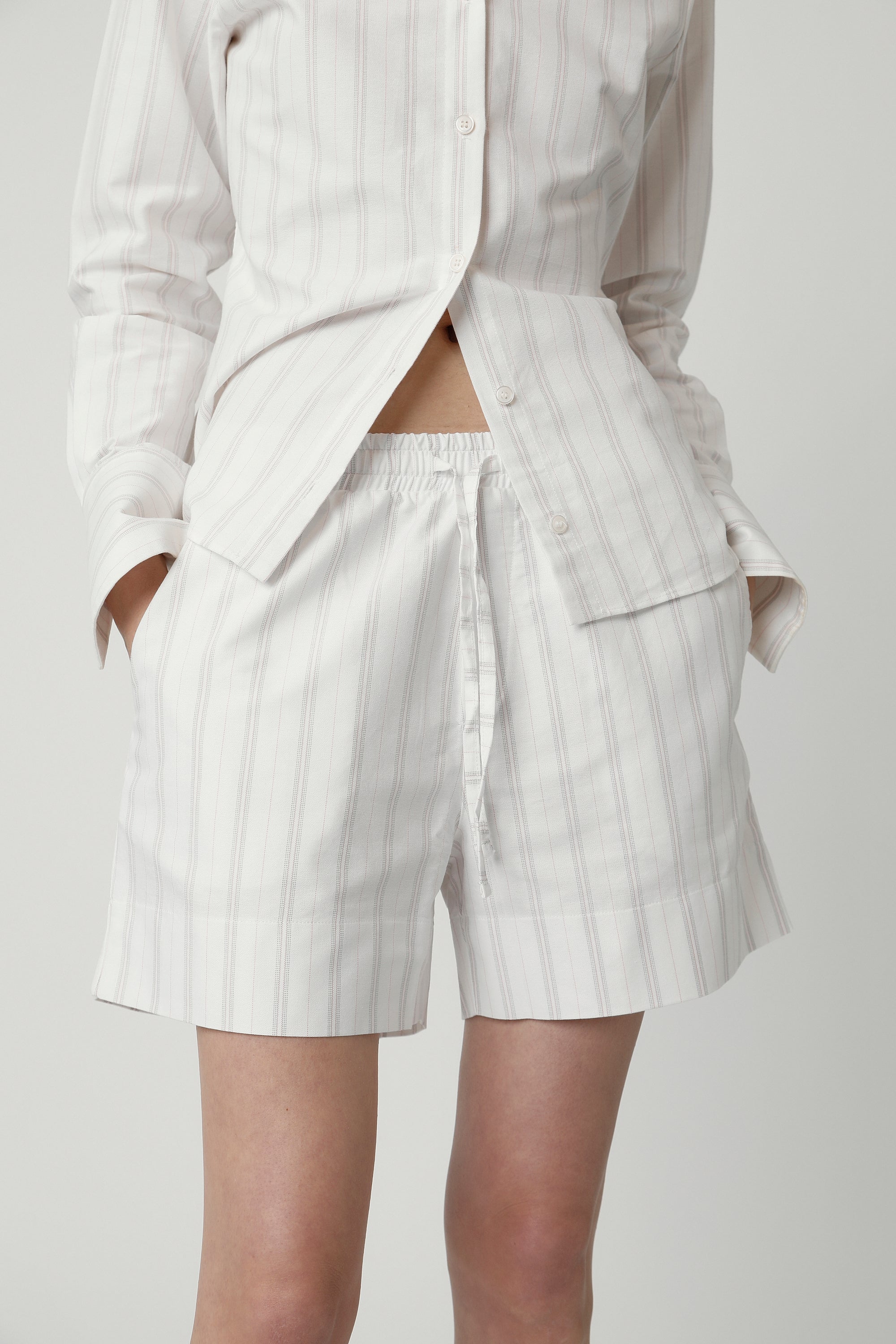 Norma Shorts White and Pink Striped
