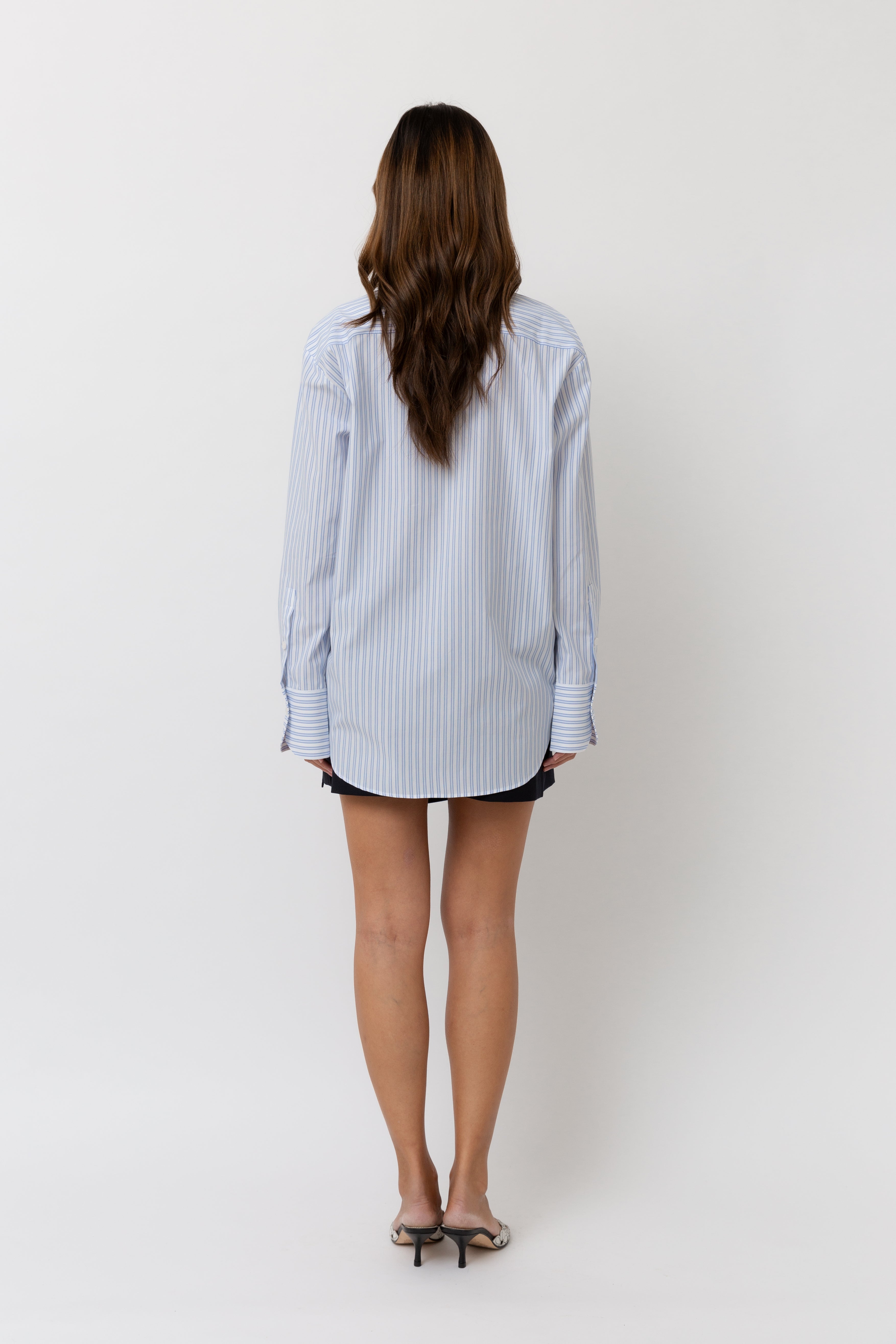 Charli Signature Shirt White & Blue Striped