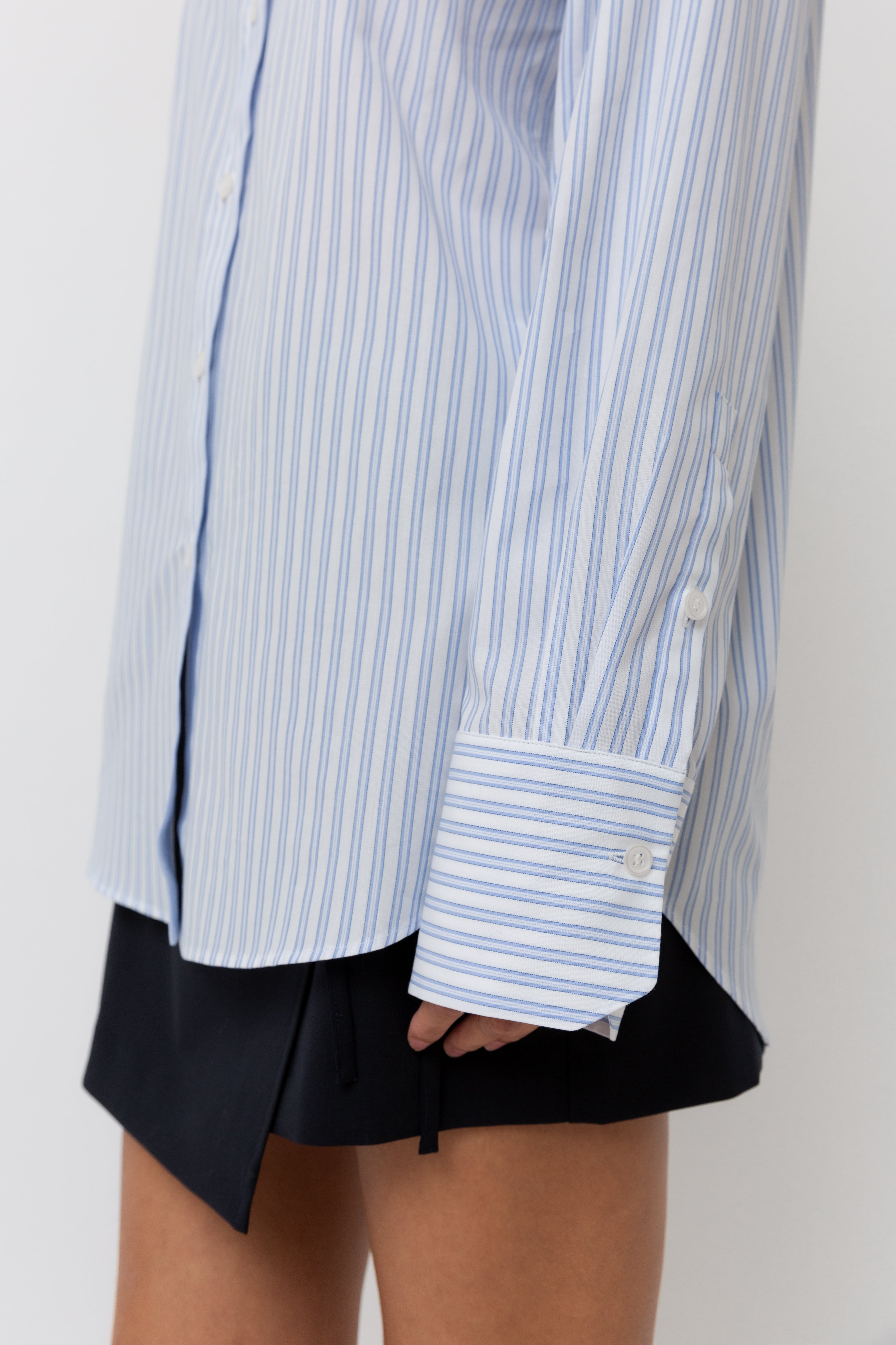 Charli Signature Shirt White & Blue Striped